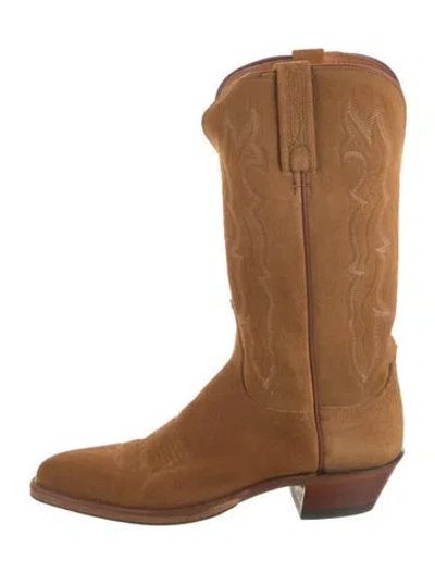 Pre-owned 1883 By Lucchese Leather Embroidered Accent Western Boots In Neutral