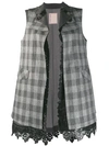 ANTONIO MARRAS ANTONIO MARRAS CHECKED LACE TRIM WAISTCOAT - GREY