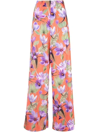 Alice And Olivia Athena Floral-print High-rise Wide-leg Pants In Floral Palm