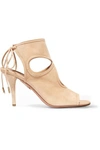 AQUAZZURA SEXY THING CUTOUT SUEDE SANDALS