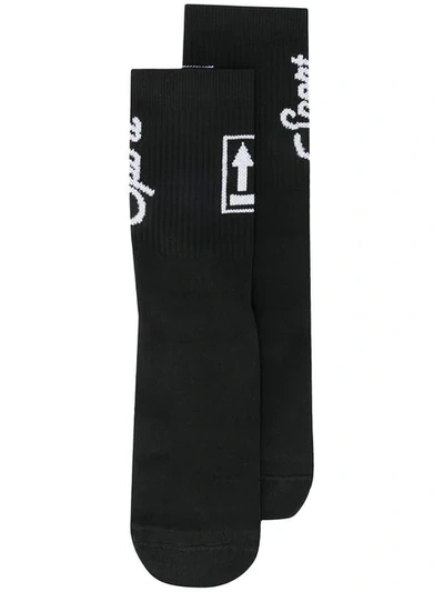 Off-white Arrow Intarsia Socks - 黑色 In Black
