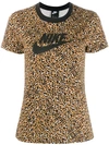 NIKE NIKE LEOPARD PRINT LOGO T-SHIRT - NEUTRALS