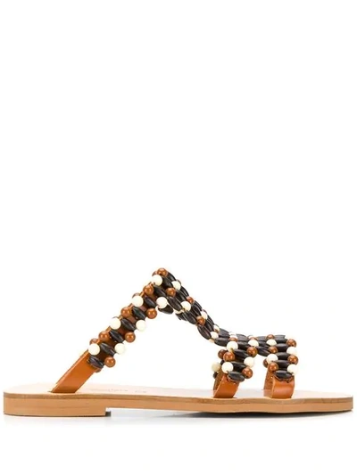 Elina Linardaki Beaded Sandals - 棕色 In Brown