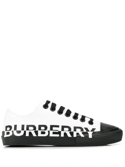 Burberry Larkhall Low-top Canvas Logo Trainers In Black