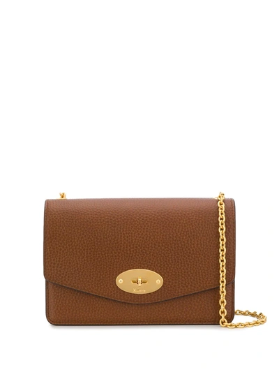 Mulberry Foldover Chain Crossbody Bag In Brown