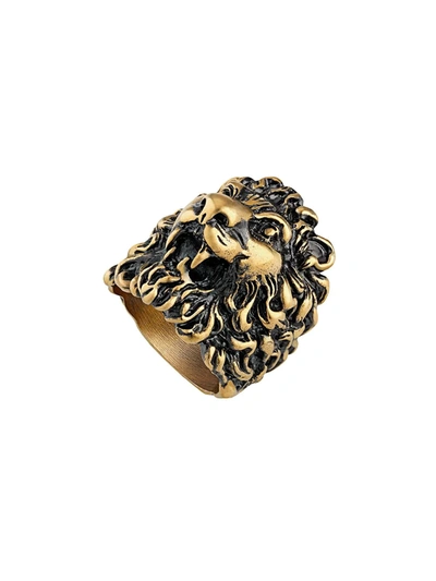 Gucci Ring With Lion Head In Gold-toned Metal