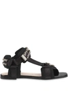 GUCCI TECHNICAL CANVAS SANDAL WITH CRYSTALS