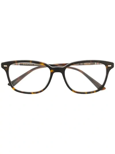 Gucci Eyewear Square Frame Eyeglasses - 棕色 In Brown