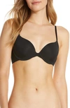 On Gossamer Sleek Micro Lace Underwire Convertible Push-up Bra In Black