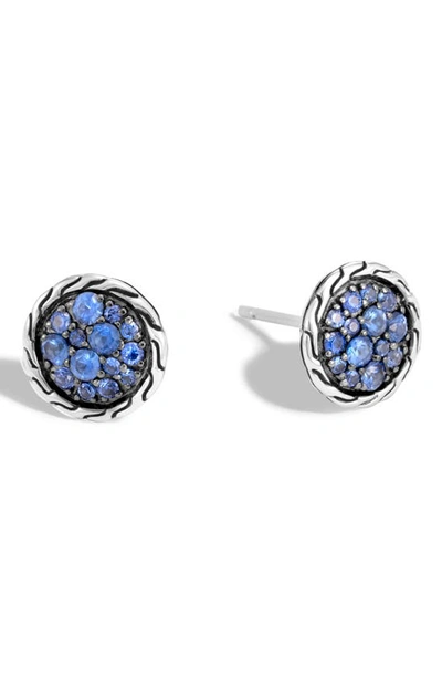 John Hardy Sterling Silver Classic Chain Blue Sapphire Stud Earrings