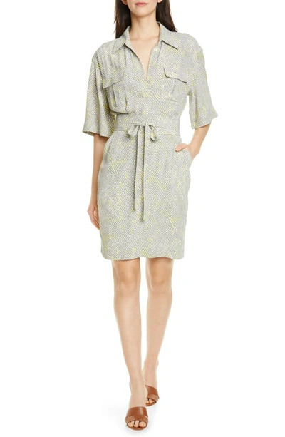 Equipment Axelle Printed Short-sleeve Shirtdress In Silver Lining Multi