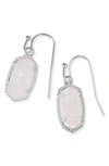 Kendra Scott Lee Earrings In 14k White Plated Brass In Iridescent Drusy/ Silver