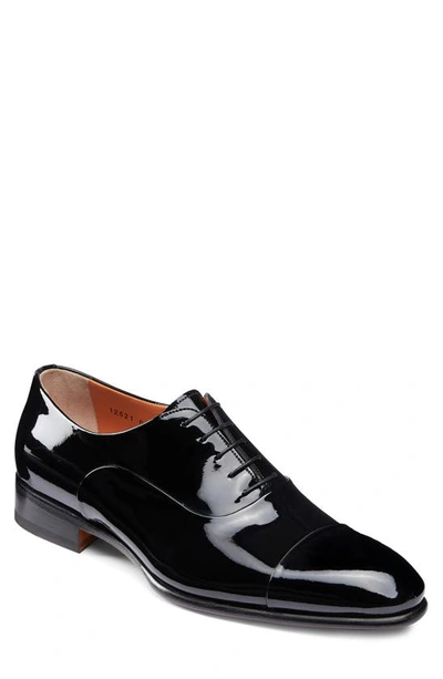 Santoni Black Classic Leather Oxford Shoes