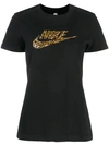 NIKE NIKE LEOPARD PRINT LOGO T-SHIRT - BLACK