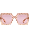 GUCCI OVERSIZE SQUARE SUNGLASSES WITH CRYSTALS