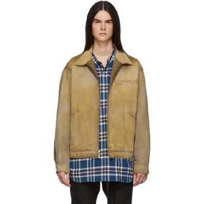Fear Of God Contrast-collar Distressed Cotton Jacket In Brown