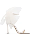 Jimmy Choo Aveline 100 Bow-embellished Grosgrain Sandals In Neutrals