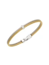 ALOR 18K White Gold, Goldtone Stainless Steel & Diamond Rope Bangle Bracelet