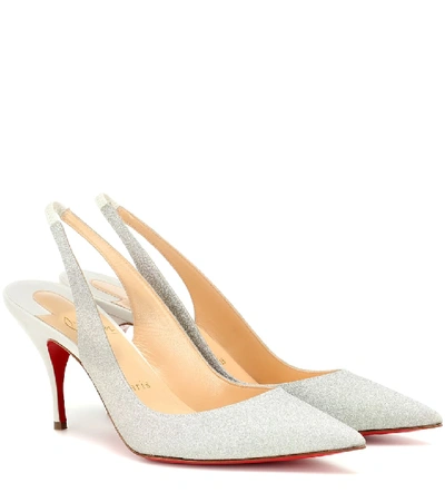 Christian Louboutin Clare Glitter Red Sole Slingback Pumps In Silver