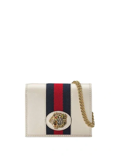 Gucci Rajah Chain Card Case Wallet In White