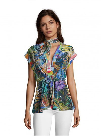 Robert Graham Women's Kylie Tropical Print Silk Shirt Size: Xl By  In Multicolor