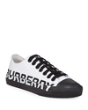 Burberry Larkhall Low-top Canvas Logo Sneakers In White/black