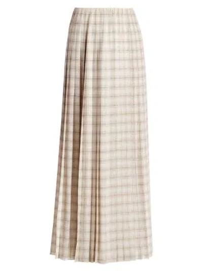 The Row Tulu Pleated Printed Silk-crepe Maxi Skirt In Brown Off White