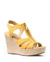 Michael Michael Kors Women's Berkley Woven Espadrille Wedge Sandals In Golden Yellow Fabric