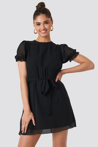 Na-kd Short Sleeve Chiffon Dress - Black
