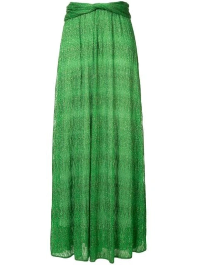 Missoni Zigzag Lamé Long Skirt In Green