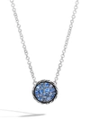 John Hardy Chain Classic Pave Pendant Necklace In Silver/ Blue Sapphire