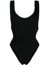 Reina Olga Velvet-effect Scoop-neck Swimsuit In Black