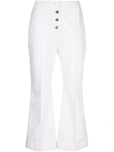 Rosetta Getty Cropped Flared Button-detailed Denim Jeans In White