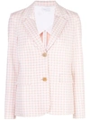 Rosetta Getty Grid Interlocked Button Fitted Jacket In Pink