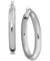 ESSENTIALS POLISHED TUBE MEDIUM HOOP IN SILVER PLATE EARRINGS