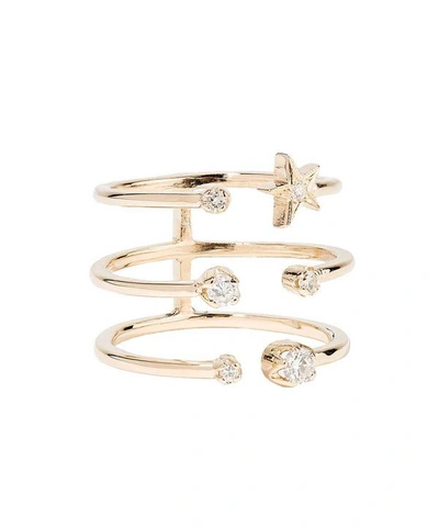 Andrea Fohrman Gold White Diamond Star Triple Band Ring