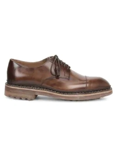 Bruno Magli Caslano Cap Toe Lace Up Leather Bluchers In Cognac