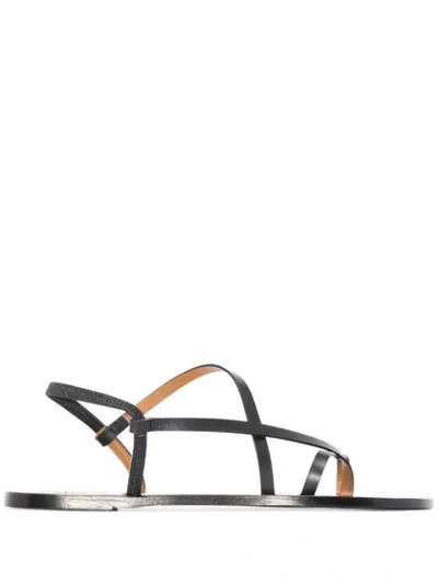 Atp Atelier Lizza Leather Slingback Sandals In Black