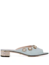 GUCCI GUCCI CRYSTAL EMBELLISHED SANDALS - BLUE