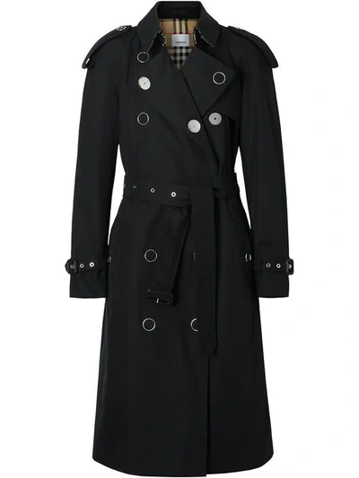Burberry Press-stud Detail Cotton Gabardine Trench Coat In Black