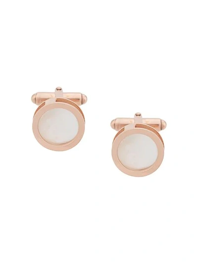 Lanvin Rose Gold-plated Onyx And Mother-of-pearl Cufflinks