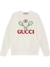 Gucci White Tennis Logo Sweatshirt In Neutrals