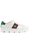 Gucci Ace Embroidered Leather Sneaker In White