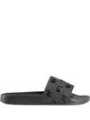 Gucci Black Gg Slides In Black