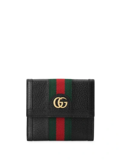 Gucci Ophidia French Flap Wallet In Black