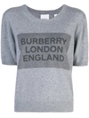 BURBERRY BURBERRY LOGO方形印花针织上衣 - 灰色