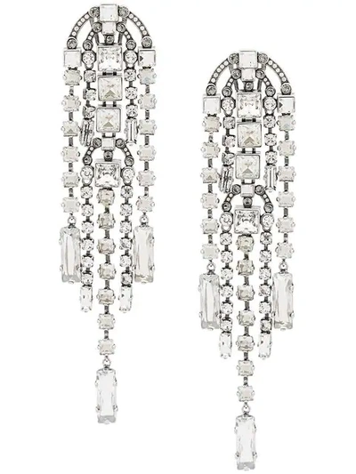 Lanvin Crystal Embellished Drop Earrings In Silver