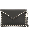 Valentino Rockstud Envelope Clutch In Black