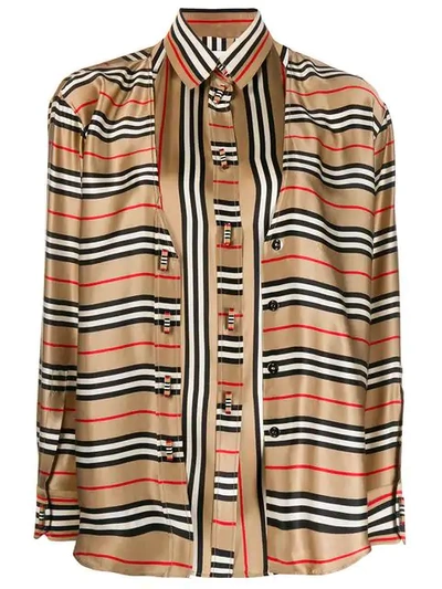 Burberry Neutral Women's Striped Cardi-shirt In Neutrals