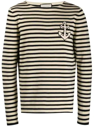 Gucci Striped Anchor Jumper In Neutrals